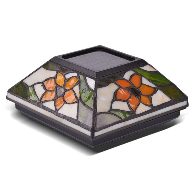 2211-F5 Lampada solare per palo esterno in vetro Tiffany 2211-F5 Lampada solare per palo esterno in vetro Tiffany